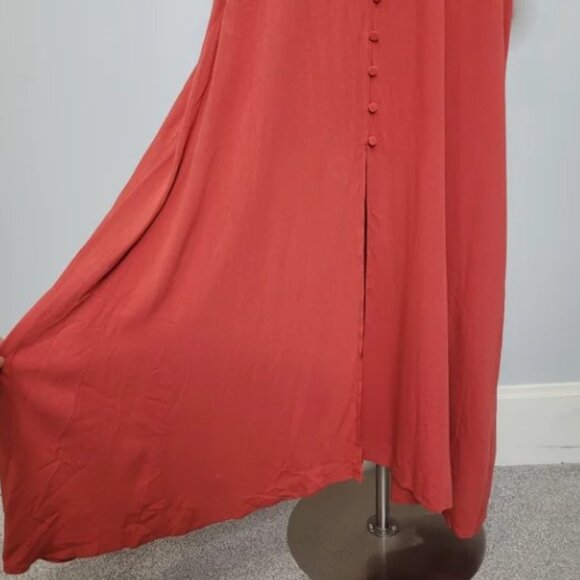 Eloquii Strappy Plunge Back Button Front Orange Long Sleeve Plus Maxi Dress 14 - Picture 6 of 13